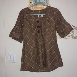 Autumn plaid charm tunic top
